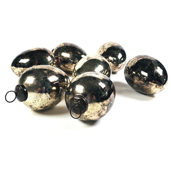 Set of Seven Antiqued Glass Ornaments - Picture 2 of 3